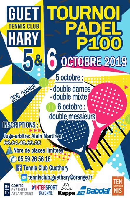 TOURNOI PADEL P100 5&6/10/19
