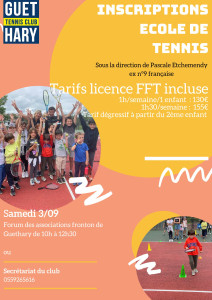 Affiche inscriptions école de tennis